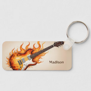 Llavero Guitarra de floración de nombre personalizado