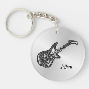 Llavero Guitarra eléctrica en plata personal