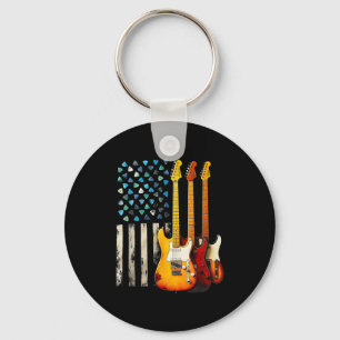 Llavero Guitarra Eléctrica Rock N Roll Retro Usa Bandera A