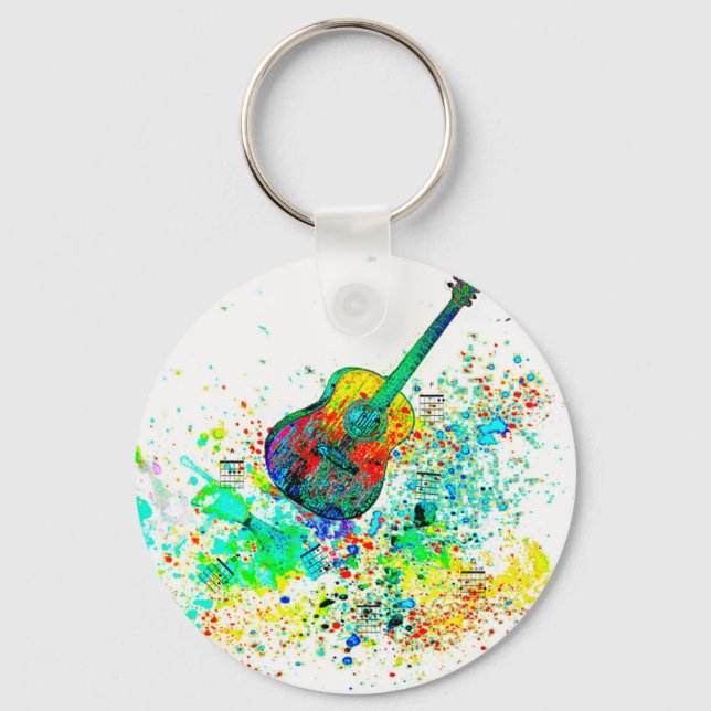 Llavero Guitarra y acordes salpicadura (Anverso)