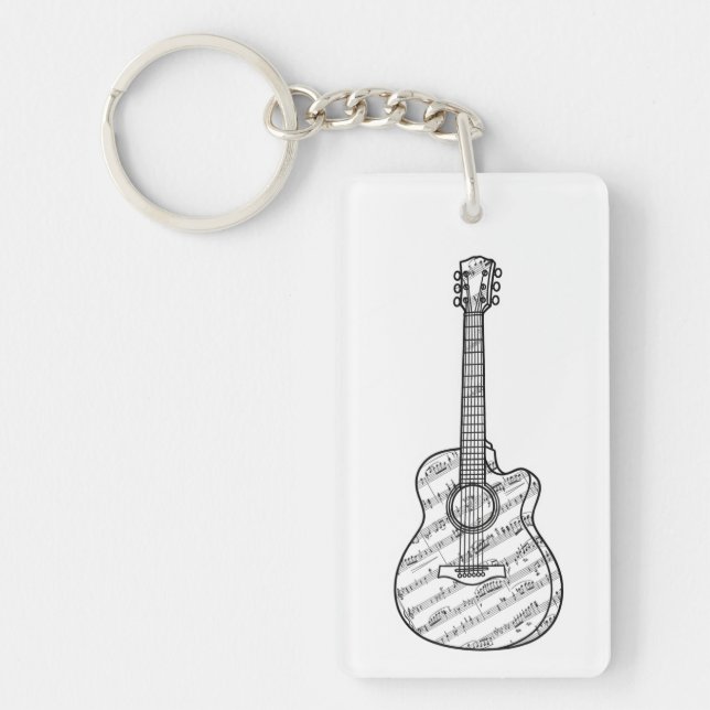 Llavero Guitarra y notas musicales  (Frente)