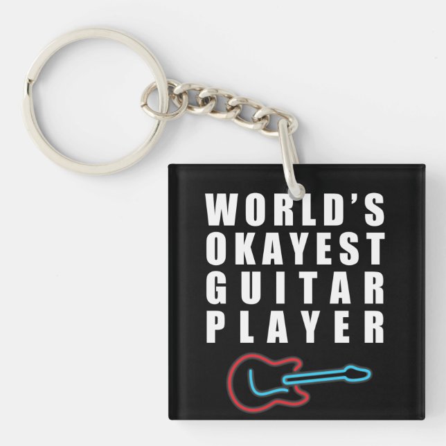 Llavero Guitarrista de Okayest del mundo, divertido (Frente)