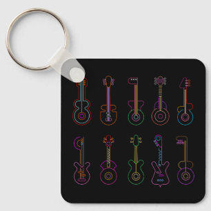 Llavero Guitars neones con fondo negro