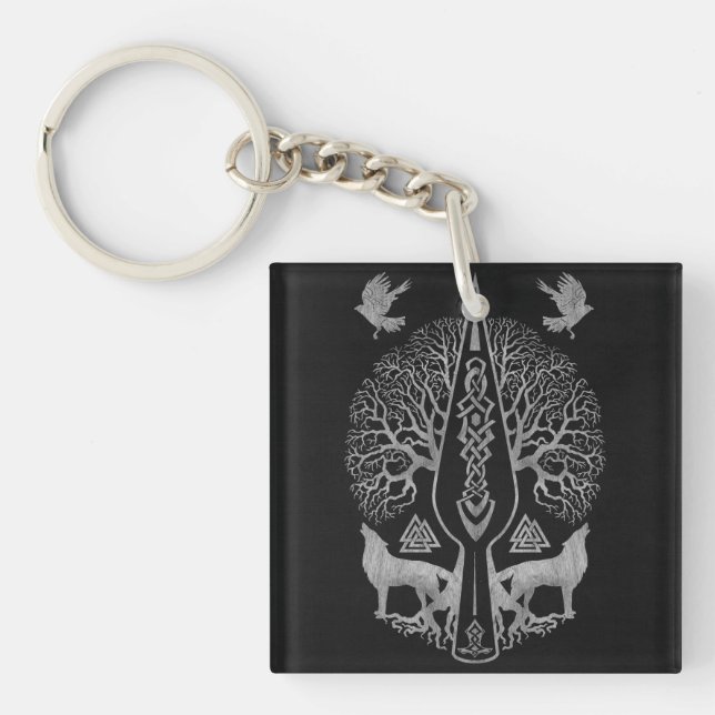 Llavero Gungnir - lanza de Odin y árbol de la vida - (Frente)