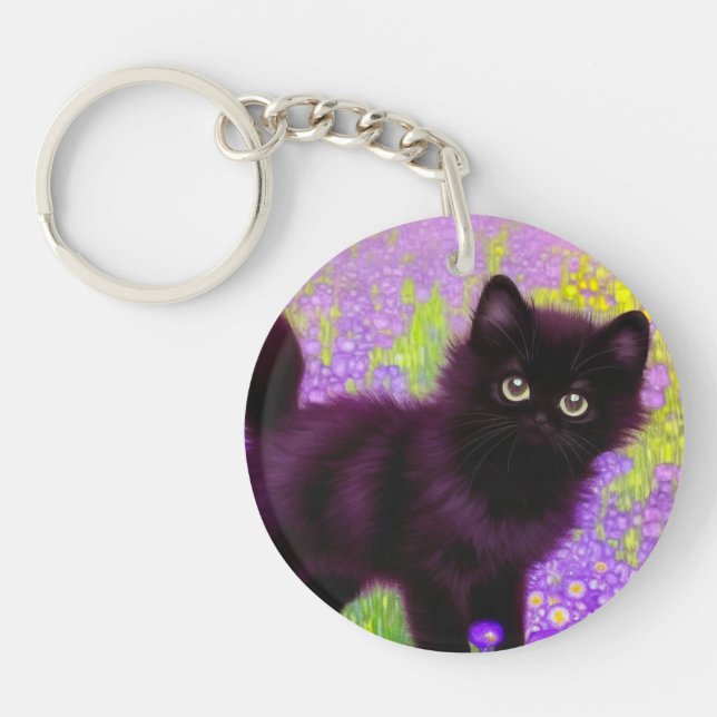Llavero Gustav Klimt Black Kitten (Frente)