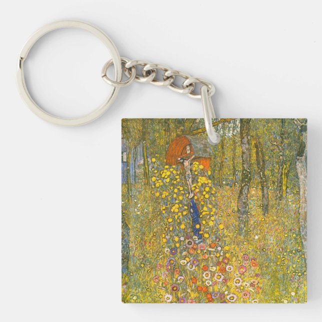 Llavero Gustav Klimt Farm Garden con Crucifix (Frente)