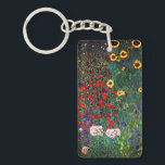 Llavero Gustav Klimt Flower Garden<br><div class="desc">Keychain con el jardín de la granja petrolera de Gustav Klimt con girasoles (1907). Un bonito jardín de girasoles y exquisitos flores azules,  rojas,  violetas,  rosas y blancas. Un gran regalo para los amantes del arte Art Nouveau y austriaco.</div>