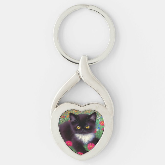 Llavero Gustav Klimt Tuxedo Cat (Anverso)