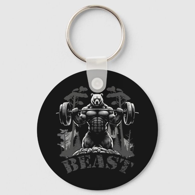 Llavero Gym Bodybuilding Fitness Workout Beast Bear With D (Anverso)