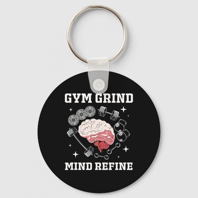Llavero Gym Grind Mind Refined Bodybuilding Funny Gym Rat  (Anverso)