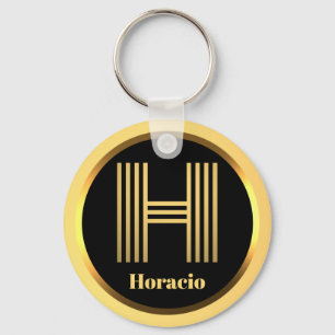 Llavero H Carta monogramada de oro personalizada