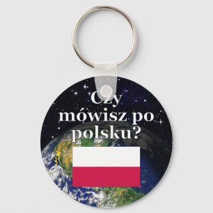 Llavero ¿Hablas polaco? en polaco. Bandera y Tierra