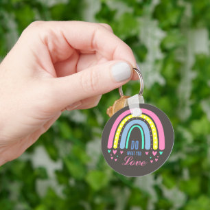 LLAVERO "HACER LO QUE TE ENCANTA", CITA RETRO BOHO RAINBOW