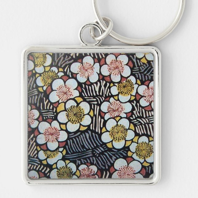 LLAVERO HAIKU/ BLANCO NEGRO ROSA AMARILLO FLORES DE PRIMAV (Frente)