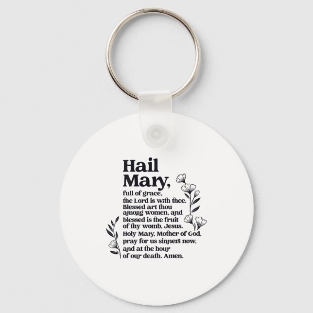 Llavero Hail Mary Prayer Marian Floral Christian Blessed M (Anverso)