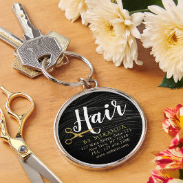 Llavero Hair Salon Hairstylist modernas tijeras de oro neg