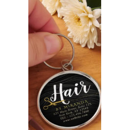 Llavero Hair Salon Hairstylist modernas tijeras de oro neg