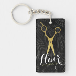 Llavero Hair Salon Hairstylist modernas tijeras de oro neg