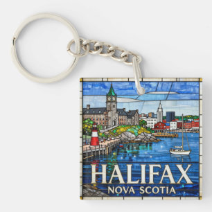 Llavero Halifax Nueva Escocia Vidrio Pintado Puerto 🌊