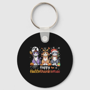 Llavero Hallothanksmas gatos Navidad de Acción de Gracias