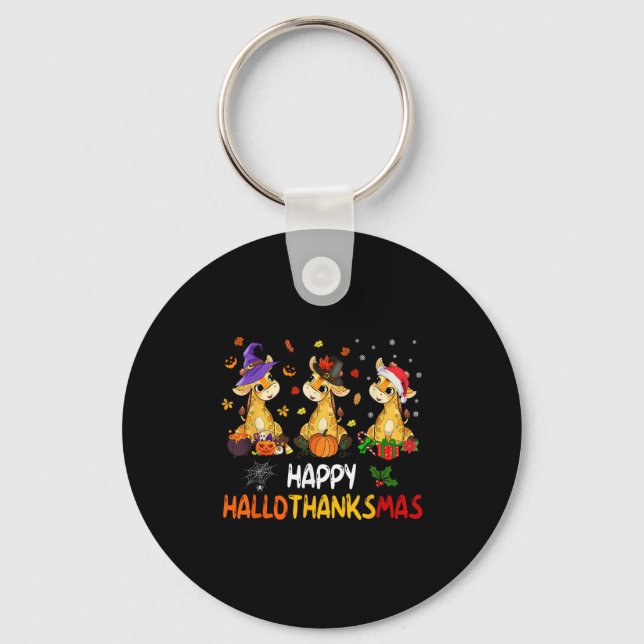 Llavero Hallothanksmas Giraffe Halloween Thanksgiving Chri (Anverso)