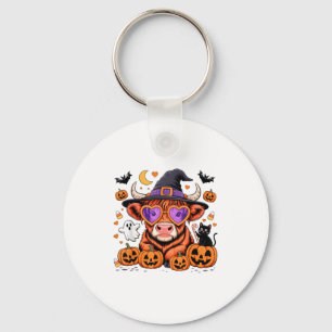 Llavero Hallowee de calabaza de bofetada de vaca escocesa