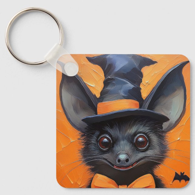 Llavero Halloween Bat in Witch Hat (Anverso)