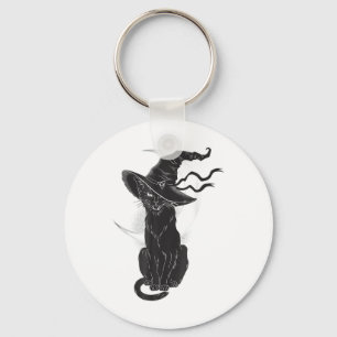 Llavero Halloween Black Cat Witch Gorra Moon