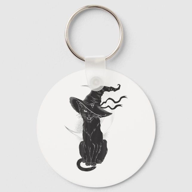 Llavero Halloween Black Cat Witch Gorra Moon (Anverso)