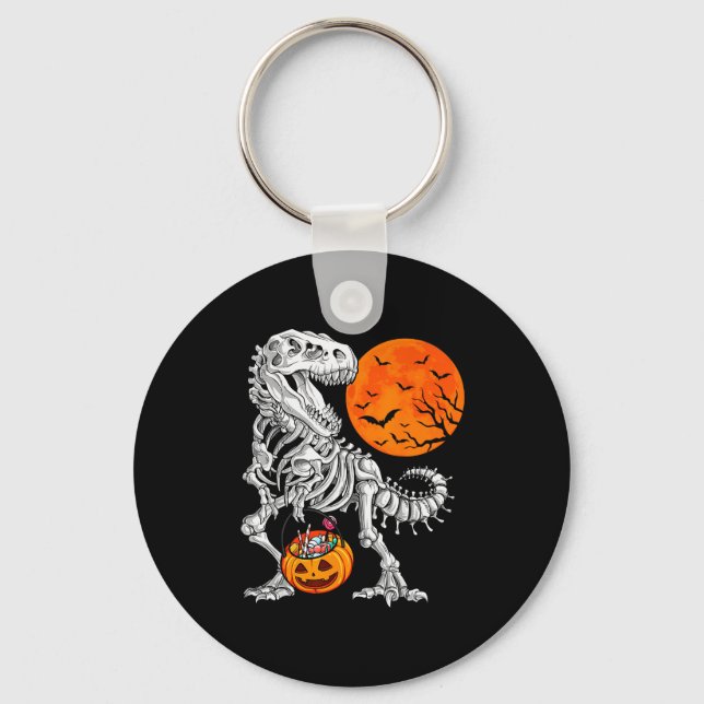 Llavero Halloween Boys Dinosaur Skeleton T Rex Y Pumpkin M (Anverso)