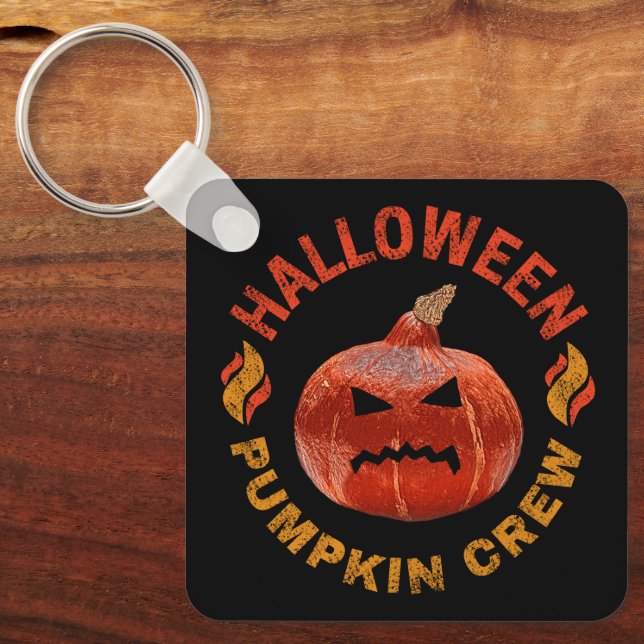Llavero Halloween Calabaza Cara de vestimenta retro Acción (Anverso)
