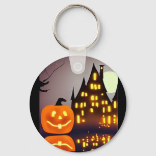Llavero Halloween calabaza linda y casa diversión