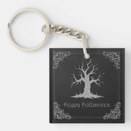Llavero Halloween con árbol plateado