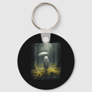 Llavero Halloween con fantasma floral vintage de bosque gó