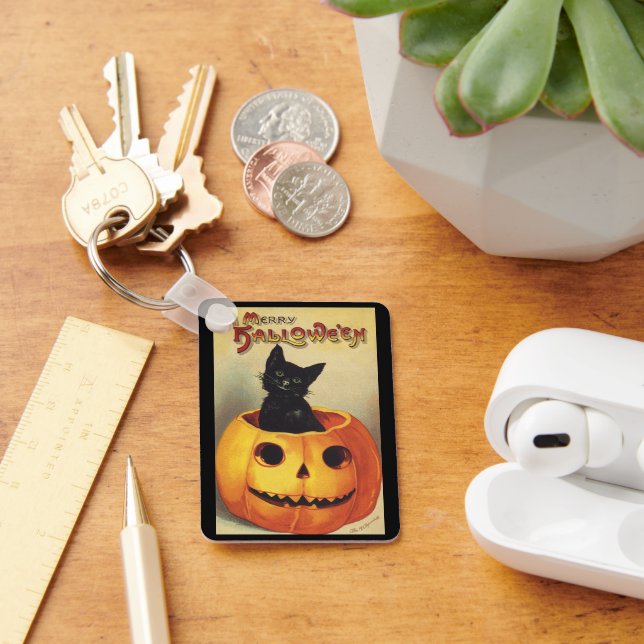 Llavero Halloween con moras de Ellen Clapsaddle, gato vint (Escritorio )