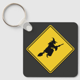 Llavero Halloween de advertencia de bruja