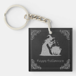 Llavero Halloween de Brujas y Calderones Plateados