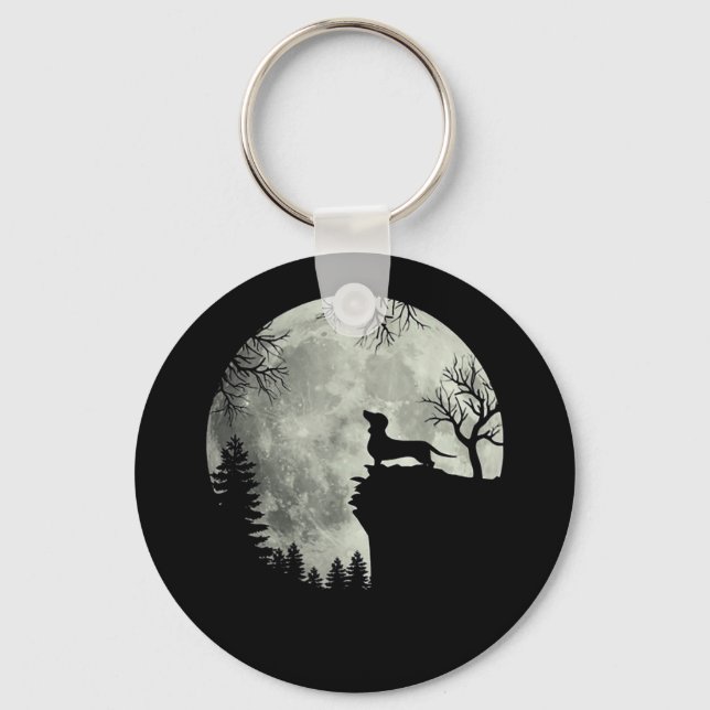 Llavero Halloween De Dachshund Y Moon (Anverso)