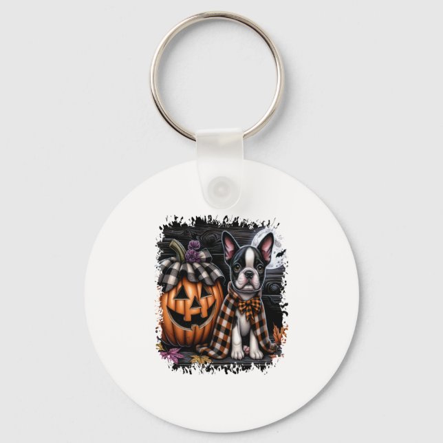 Llavero Halloween del perro de Boston Terrier (Anverso)