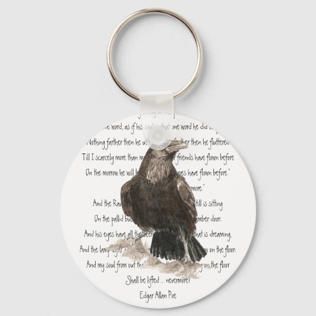 Llavero Halloween, Edgar Allen Poe, Raven, Nevermore (Anverso)