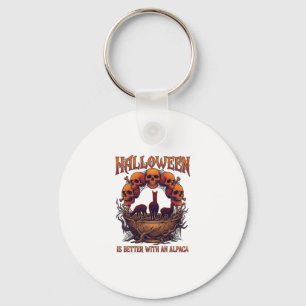 Llavero Halloween Es Mejor Alpaca Calaveras Naranjas Araña