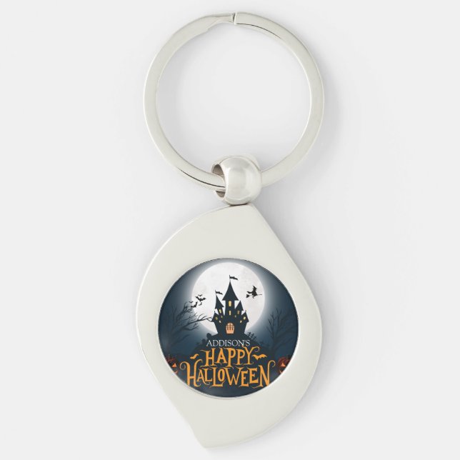 Llavero Halloween feliz negro y Naranja (Anverso)