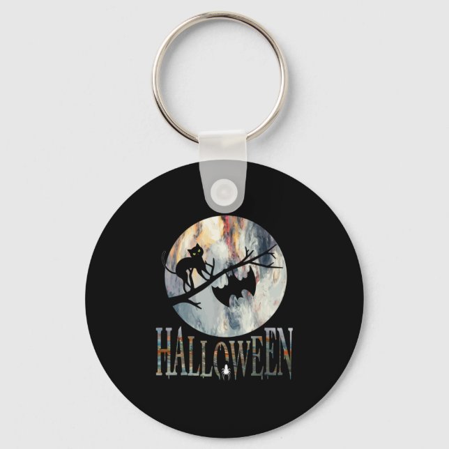 Llavero Halloween Funny Cat Halloween Cumpleaños (Anverso)