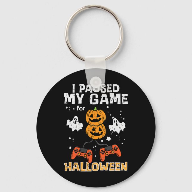Llavero Halloween Gamer detuvo mi juego disfraz hombres ch (Anverso)