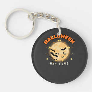Llavero Halloween Ha Llegado Retro Luna Llena Murciélagos
