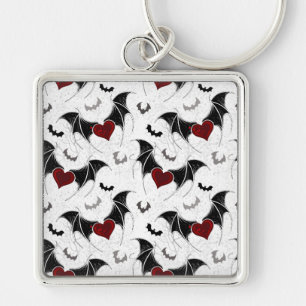 Llavero Halloween heart with black bat wings