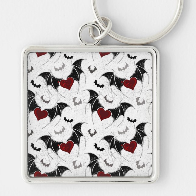 Llavero Halloween heart with black bat wings (Frente)