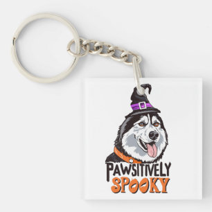 Llavero Halloween Husky Dog, una acuarela de fantasía posi