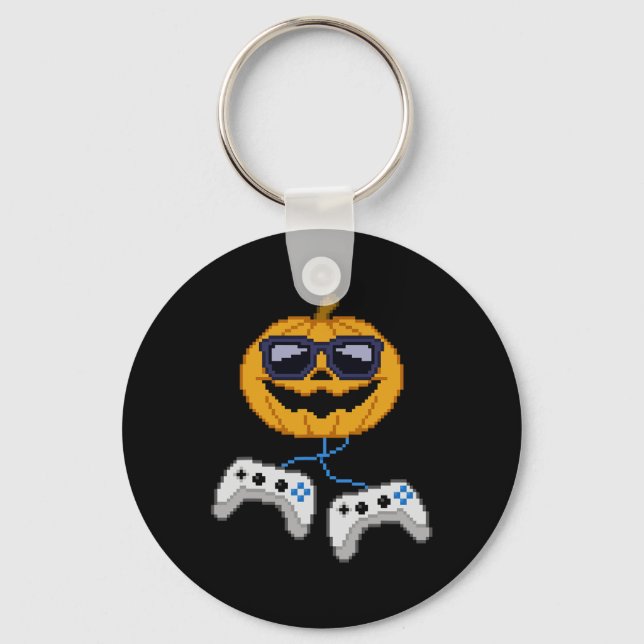 Llavero Halloween Jack O Lantern Pixelated Gaming Gamer Bo (Anverso)