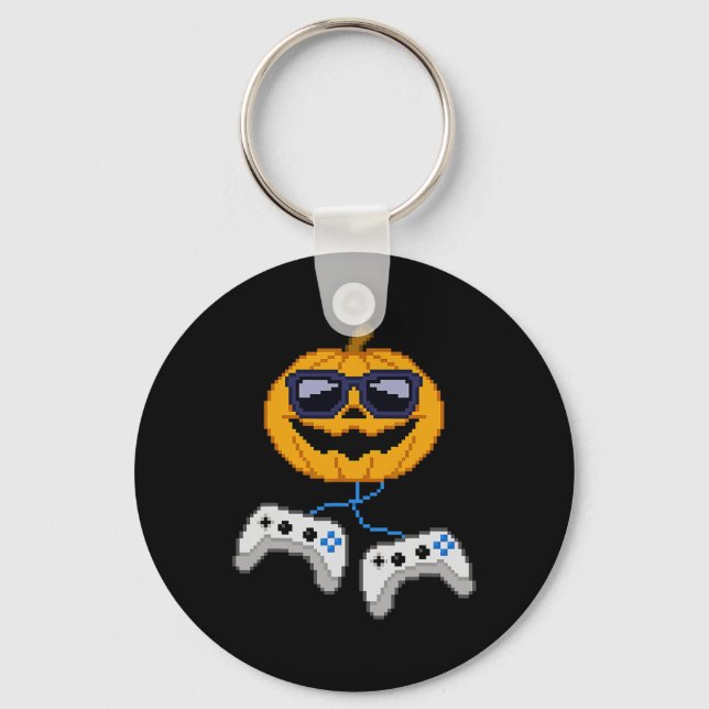 Llavero Halloween Jack O Lantern Pixelated Gaming Gamer Bo (Anverso)